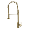 304 Stainless Steel Brushed Gold Spring Pull Out Kitchen Mixer Faucet