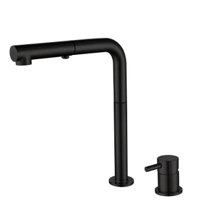 Luxury 304 Stainless Steel Matte Black Separate Handle Pull Down Kitchen Sink Faucets