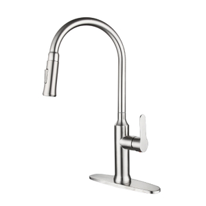 high end 304 Stainless Steel brushed nickel single handle pull down sprayer kitchen faucet
