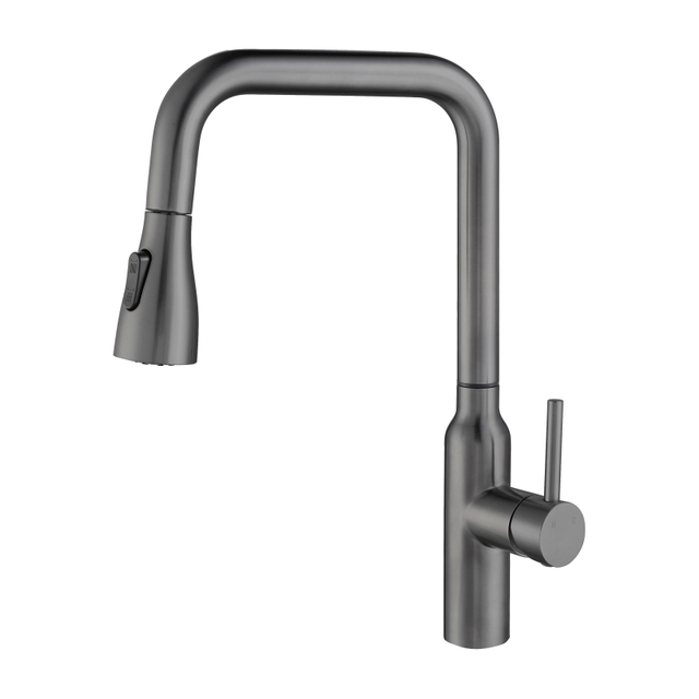 Modern 304 Stainless Steel Gun Grey Touch Sensor Pull Down Kitchen Sink Faucet