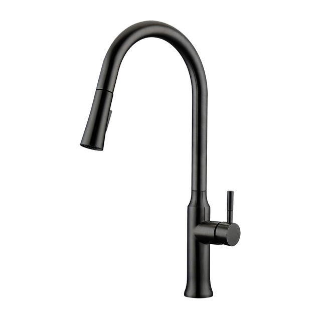 Modern 304 Stainless Steel Gun Black Pull Out Kitchen Mixer Faucet