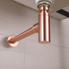 Brushed Copper Rose Gold Wall Hidden Waste Pipe Drain Bathroom Decorative Basin Sink Stainless Steel Bottle Trap Siphon 