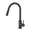 Modern Gun Black Single Handle Pull Down Touch Sensor Kitchen Faucet