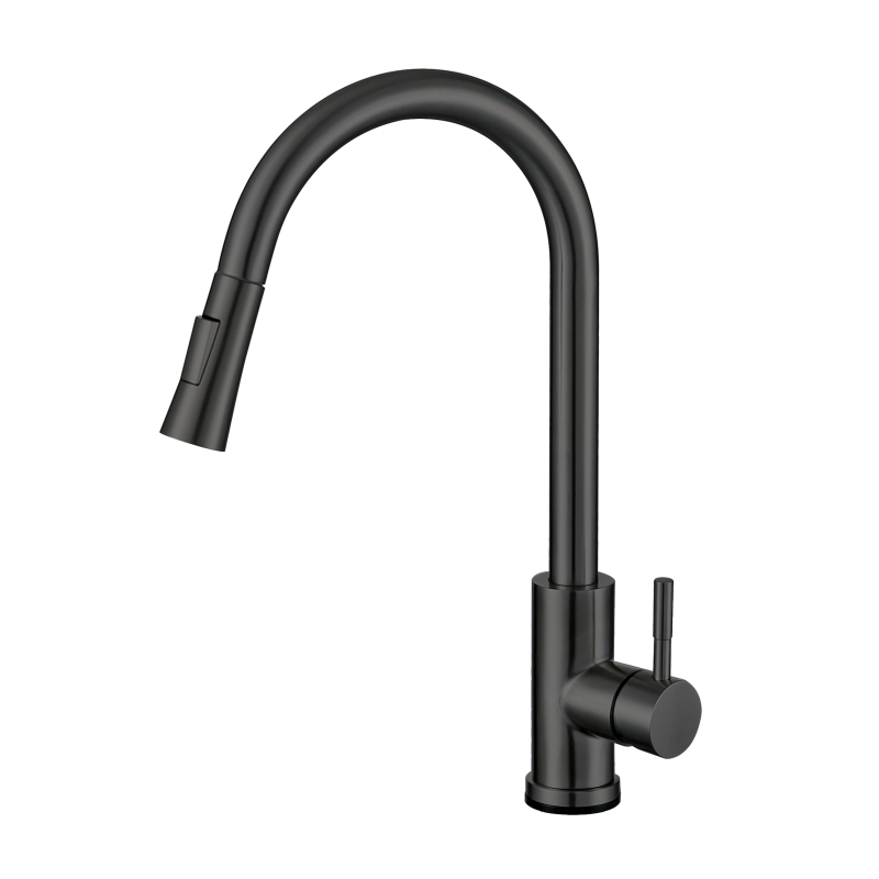 304 stainless steel gun black Touch sensor Pull out kitchen mixer faucet