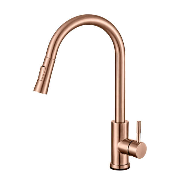 Modern Rose Gold Single Handle Pull Down Touch Sensor Kitchen Faucet