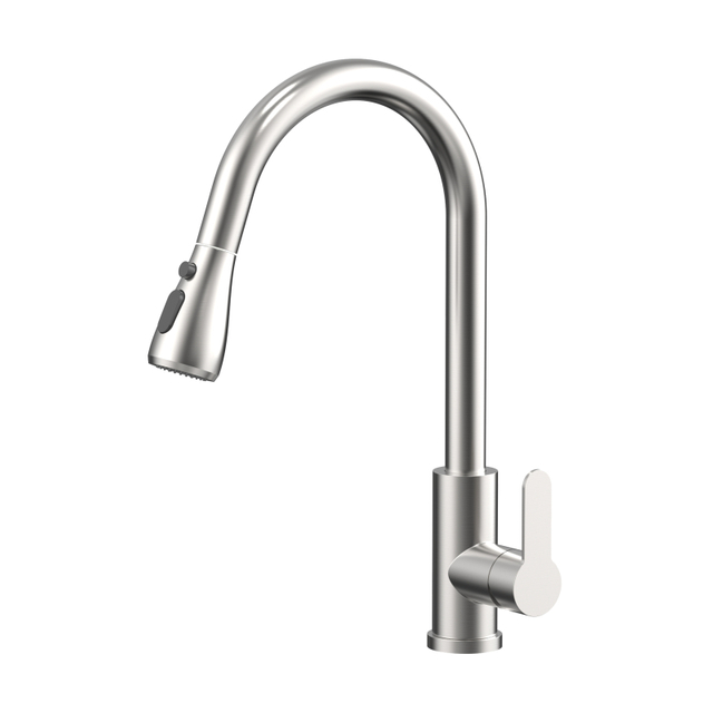 CUPC High Quality Modern 304 Stainless Steel brushed nickel Single Hole Pull Out Kitchen Mixer Faucet