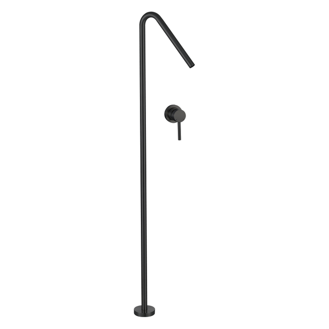 Modern 304 Stainless Steel Matte Black Bathroom Floor Type Single Handle Basin Faucet
