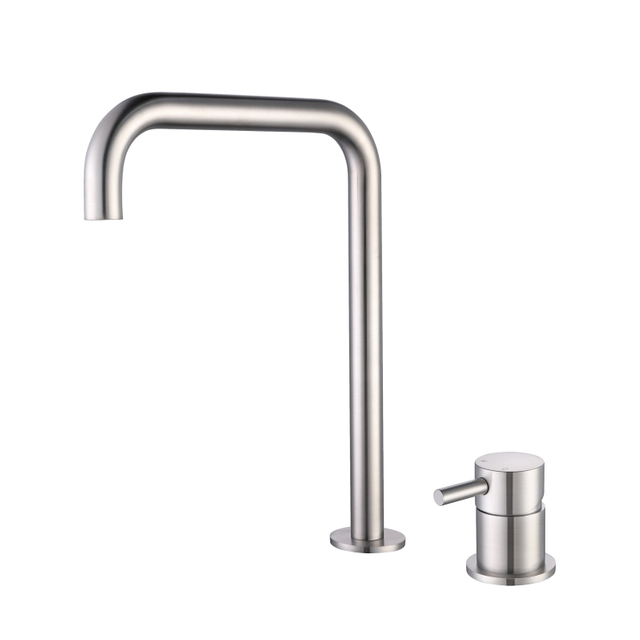 304 Stainless Steel Brushed Separate Handle Bathroom Sink Faucets