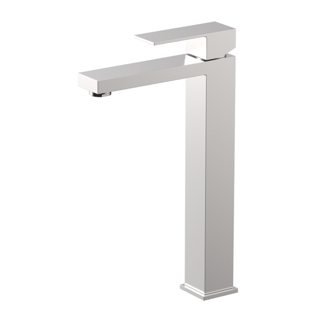 CUPC Certified High Quality Square 304 Stainless Steel Brushed Nickel Bathroom Basin Tall Waist Faucet