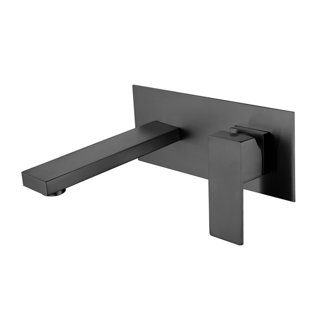 Modern Square 304 Stainless Steel Gun Black Ycfaucet Wall Mount Bathroom Vessel Sink Faucets