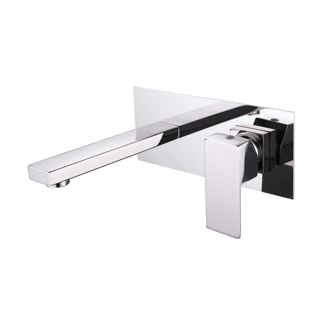 Modern Square 304 Stainless Steel Chrome Wall Mount Bathroom Vessel Sink Faucets