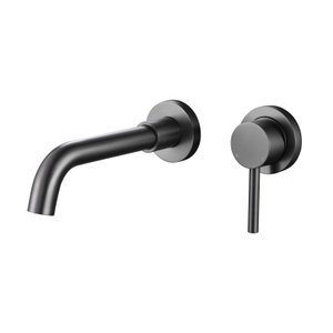 Luxury 304 Stainless Steel Gun Grey Wall Mount Bathroom Sink Faucet