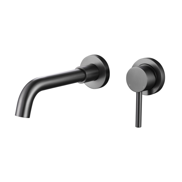 Luxury 304 Stainless Steel Gun Grey Wall Mount Bathroom Sink Faucet