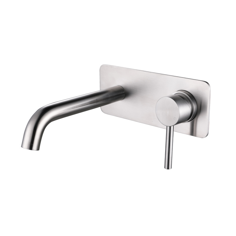 Stainless steel brushed wall mount faucet