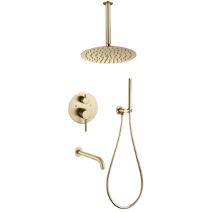 brushed gold Wall Mounted Bathroom Concealed head shower set