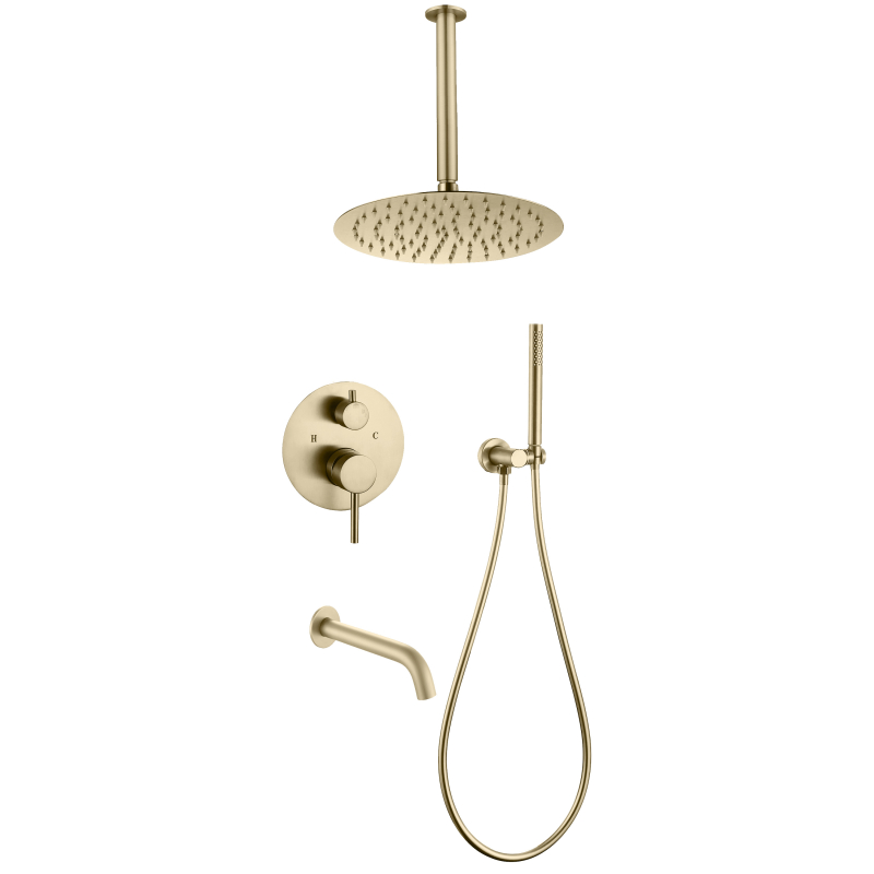 304 stainless steel brushed gold Concealed Shower Set