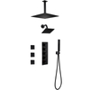 Black Modern Black Bathroom 4-function Concealed Thermostatic Shower Mixer Set