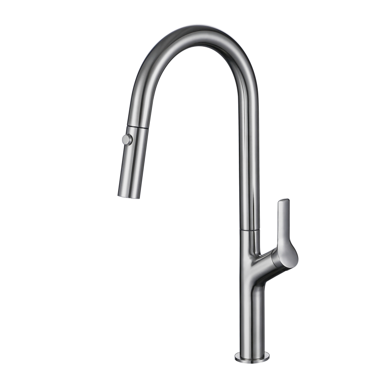 304 stainless steel brushed Pull out kitchen mixer faucet