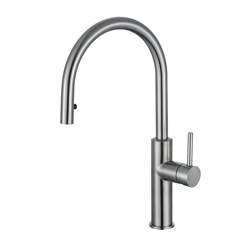 304 stainless steel brushed Pull out kitchen mixer faucet
