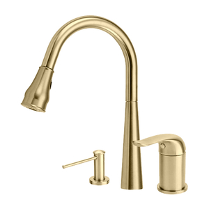 brushed gold 304 Stainless Steel Kitchen Faucet with Pull Down Sprayer