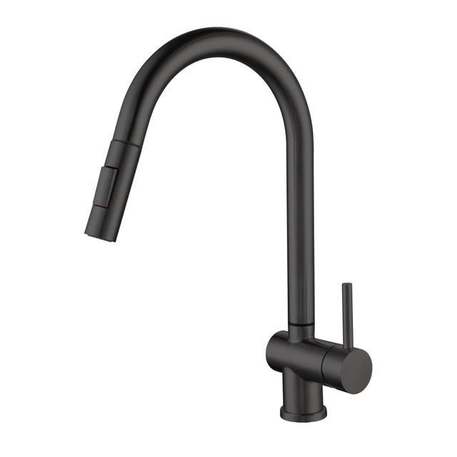 black 304 Stainless Steel Deck Mount Pull Out Touch Sensor Kitchen Faucet
