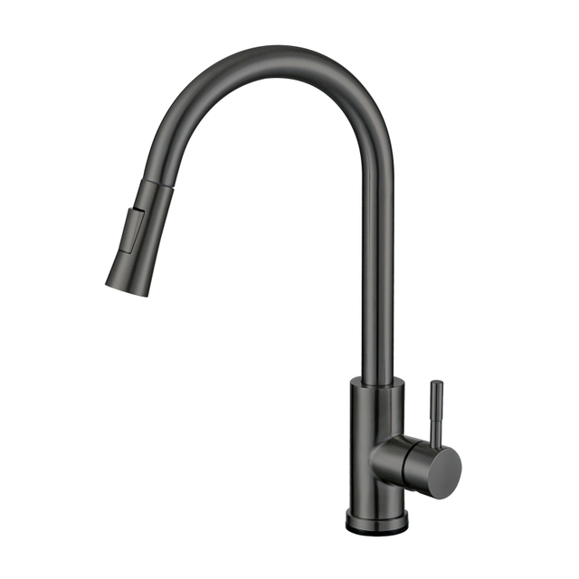 Modern Gun Grey Single Handle Pull Down Touch Sensor Kitchen Faucet