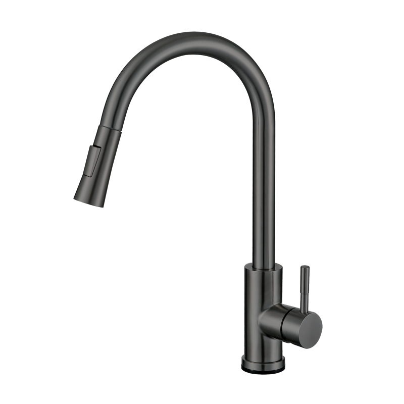 304 stainless steel gun grey Touch sensor Pull out kitchen mixer faucet
