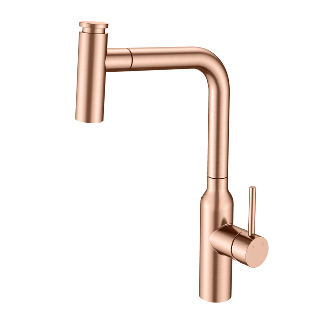 Modern Rose Gold 304 Stainless Steel Pull Out Kitchen Faucet 