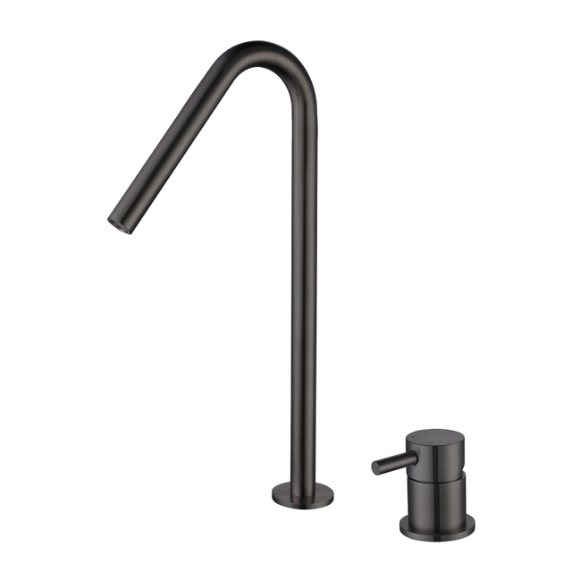 Modern 304 Stainless Steel Gun Black Two Hole Separate Handle Bathroom Basin Faucet