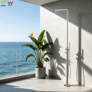 Single Handle Stainless Steel Outdoor Shower Set Space-Saving Wall Mount for Garden Pool Rinse