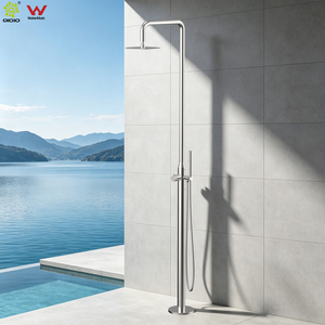 316L Stainless Steel Outdoor Shower System Freestanding Saltwater Resistant Design for Pool Beach