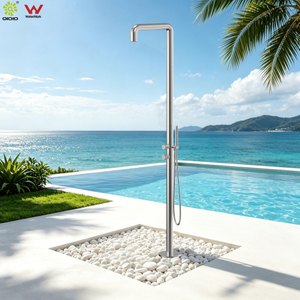 Freestanding Outdoor Shower Pole 316L Stainless Steel Anti-Corrosion with Foot Tap for Poolside And Beach